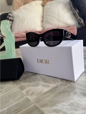 Dior Black Cat-Eye Sunglasses with Gold Hardware